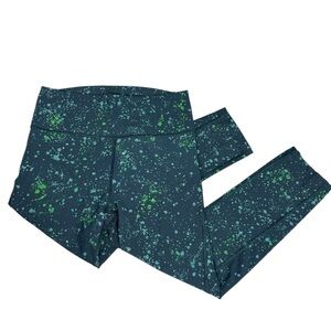 Athleta Ultimate Stash Pocket Splatter Capri Oceanic Teal Size Small #566832